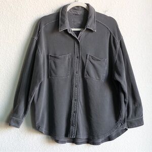 Aerie Lumberjane Oversized Shirt Terry Dark Grey Wash XS Boho